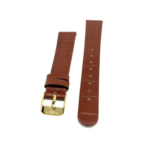 Invicta Watch Replacement Band Brown Leather 16mm Lug Gold Tone Steel Clasp - Picture 6 of 7